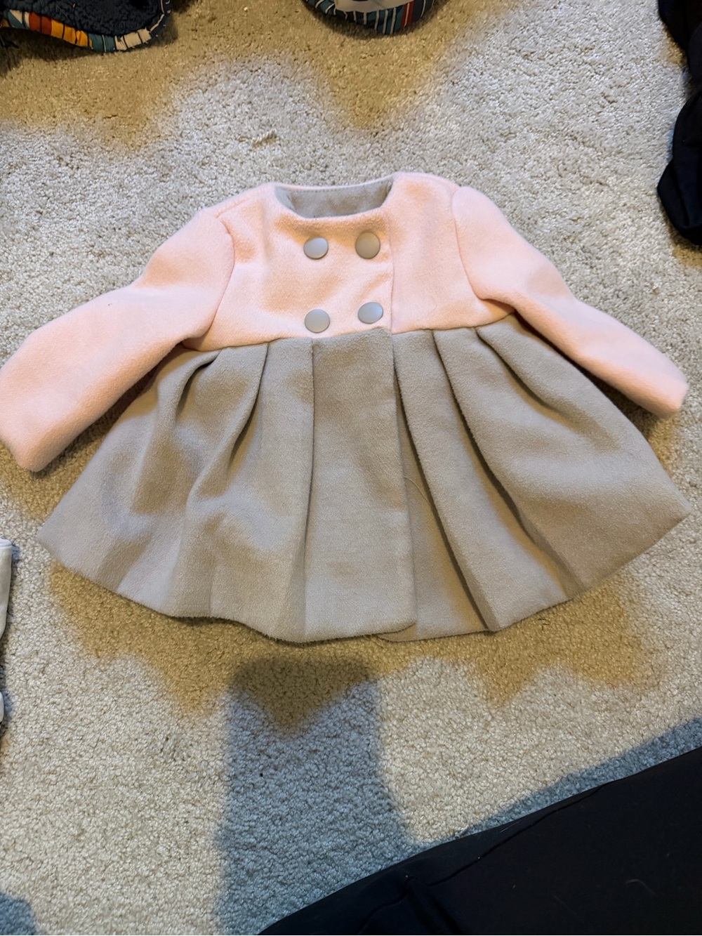 Tahari Pink and Beige Girls' Two-Tone Peacoat